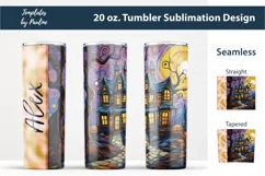 Spooky House Custom Name Tumbler Wrap, Add Your Name Tumbler Product Image 1