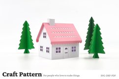 3D Paper Cottage Lantern SVG, Christmas SVG, Putz House SVG Product Image 3