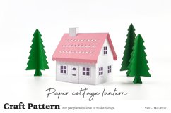 3D Paper Cottage Lantern SVG, Christmas SVG, Putz House SVG Product Image 6