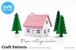3D Paper Cottage Lantern SVG, Christmas SVG, Putz House SVG Product Image 1