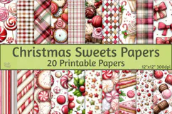 Christmas Sweets Digital Paper, Peppermint Candy Christmas Product Image 1