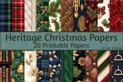 Heritage Christmas Digital Paper Vintage Tartan Patterns Product Image 1