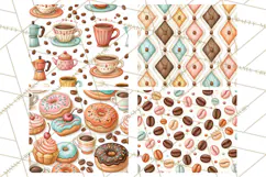 VIntage Coloful Coffee Digital Paper, Patterned Paper Product Image 2