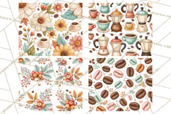 VIntage Coloful Coffee Digital Paper, Patterned Paper Product Image 4