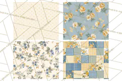 Vintage Floral Digital Paper, Gingham Scrapbook Pages Product Image 5