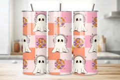 Retro Halloween Ghost Disco Party Tumbler Wrap 20oz PNG Product Image 1