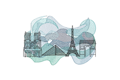 Paris Skyline - Machine Embroidery Design Product Image 1