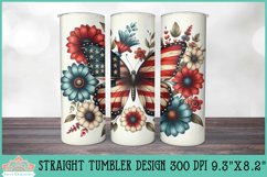 Patriotic Skinny Tumbler | American Flag Butterfly Product Image 1