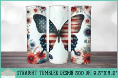 Patriotic Skinny Tumbler | American Flag Butterfly Product Image 1