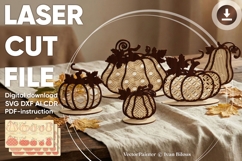 Halloween Patterned Pumpkins - laser files, SVG DXF plans Product Image 1