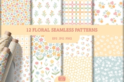 12 FLORAL SEAMLESS PATTERNS | EPS PNG JPG Product Image 1