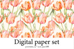 Whimsical Tulip Delight - Watercolor Digital Paper for Craft Product Image 4
