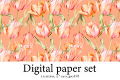 Whimsical Tulip Delight - Watercolor Digital Paper for Craft Product Image 5