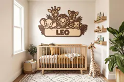 Safari Animal Name Sign SVG, Laser Cut Nursery Door Hanger Product Image 4
