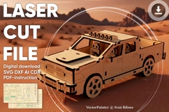 PickUp Car - 3d laser cut design, SVG DXF files for laser Product Image 1