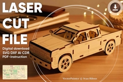 Pickup Truck - laser file, SVG DXF plan for laser machine Product Image 1