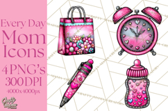 Everyday Mom Icons Clipart, Mom Life Doodle Graphics Product Image 1