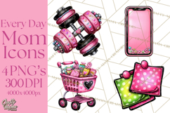 Everyday Mom Icons Clipart, Mom Life Doodle Graphics Product Image 1