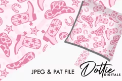 Pink Cowgirl Seamless Pattern - Digital Paper JPG .PAT file Product Image 2