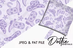 Lilac Cowgirl Seamless Pattern - Digital Paper JPG .PAT file Product Image 2