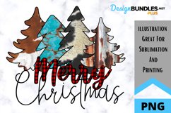 Sublimation Western Merry Christmas Tree - Sublimation PNG Product Image 1