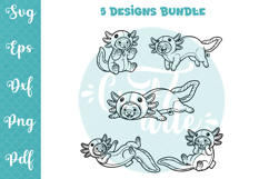 Cute Ferret Axolotl SVG Bundle - Kawaii Weasel for Cricut Product Image 1