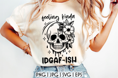 Feeling Kinda IDGAF-ish SVG, Grunge Floral Skull Cut File Product Image 1