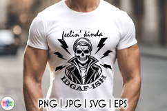 Sarcastic SVG, Snarky Skull SVG, Feeling Kinda IDGAF-ISH PNG Product Image 1