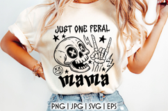 Just One Feral Mama SVG, Funny Rocker Mom Skull Design Product Image 1