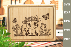 Baby Cow Design, Cutting board SVG, Laser cut SVG Product Image 1