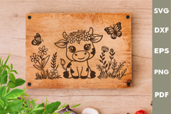 Baby Cow Design, Cutting board SVG, Laser cut SVG Product Image 2