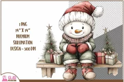Vintage Snowman Christmas Png, Christmas Snowman clipart Product Image 2