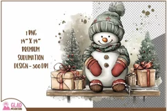 Vintage Snowman Christmas Png, Christmas Snowman clipart Product Image 2