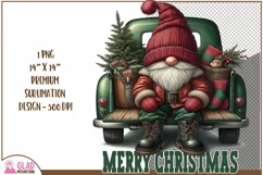 Merry Christmas Gnome truck, Christmas Gnome vintage truck Product Image 1