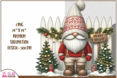 Merry and Bright Christmas Gnome png, Christmas Gnome png Product Image 1
