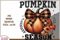 Pumpkin Season Buffalo Plaid Ribbon png, Retro Fall pumpkin Product Image 2