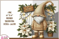 Merry and Bright Christmas Gnome png, Christmas Gnomes png Product Image 1