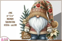 Christmas Gnome sublimation png, Joy to the World gnome png Product Image 1