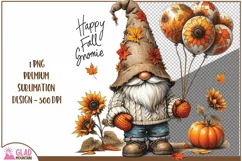 Happy Fall Gnomie png, Autumn Sunflower Gnome sublimation Product Image 1