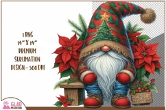 Merry Christmas Gnome png, Christmas Gnome poinsettia png Product Image 1