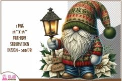 Christmas Gnome png, Happy Holidays gnome sublimation png Product Image 1