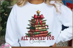 All Booked For Christmas PNG, Christmas Vintage Book Stack Product Image 1