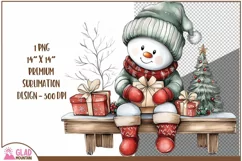 Vintage Snowman Christmas Png, Christmas Snowman clipart Product Image 2