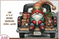 Christmas Gnome vintage truck, Happy Holidays Gnome truck Product Image 1