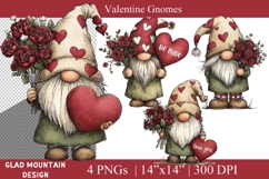 Valentine Day Gnomes, Valentine's Day Be Mine and Love You Product Image 1