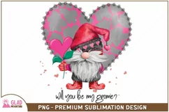 Will you be my Gnomie Valentines Day watercolor sublimation Product Image 2
