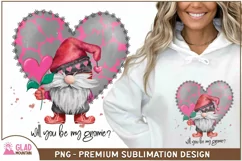 Will you be my Gnomie Valentines Day watercolor sublimation Product Image 1
