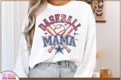 Retro Baseball Mama, Vintage Baseball Mama distressed png Product Image 1