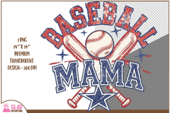 Retro Baseball Mama, Vintage Baseball Mama distressed png Product Image 2