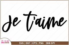 Je t'aime svg, I love you French word art, Valentine's Day